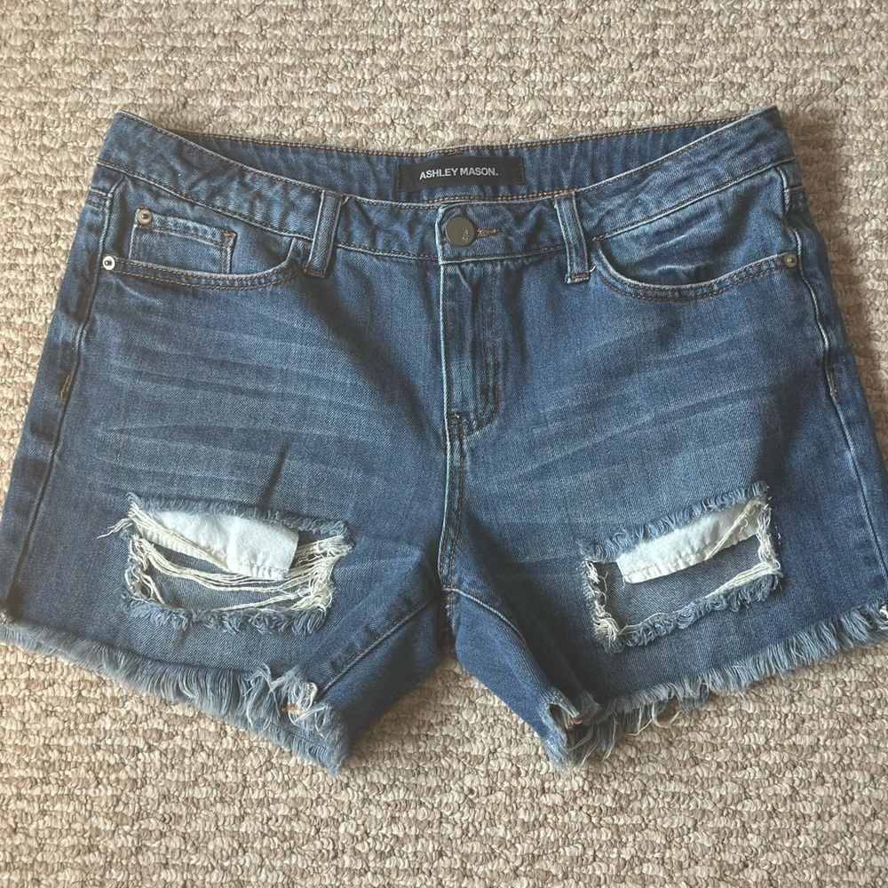 Ashley Mason Distressed Blue Jean Shorts